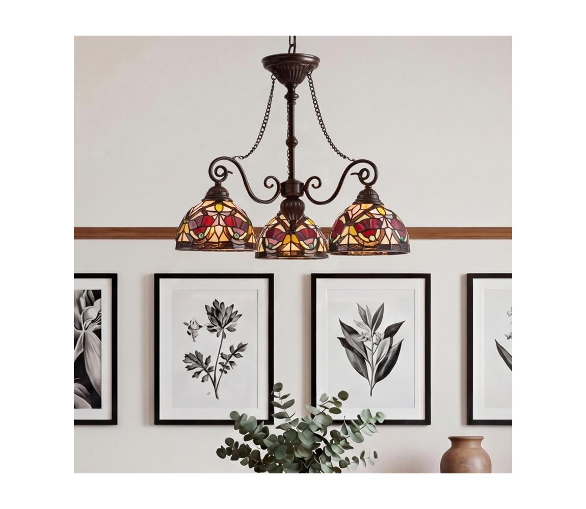 Elstead Quoizel QZ-LARISSA-3P-CH - Závesný luster na reťazi Tiffany LARISSA 3xE27/60W/230V QZ-LARISSA-3P-CH