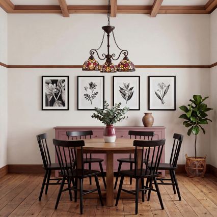 Quoizel - Závesný luster na reťazi Tiffany LARISSA 3xE27/60W/230V pr. 63,6 cm