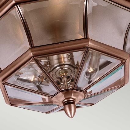 Quoizel - Vonkajšie stropné svietidlo NEWBURY 3xE14/60W/230V IP44 medené