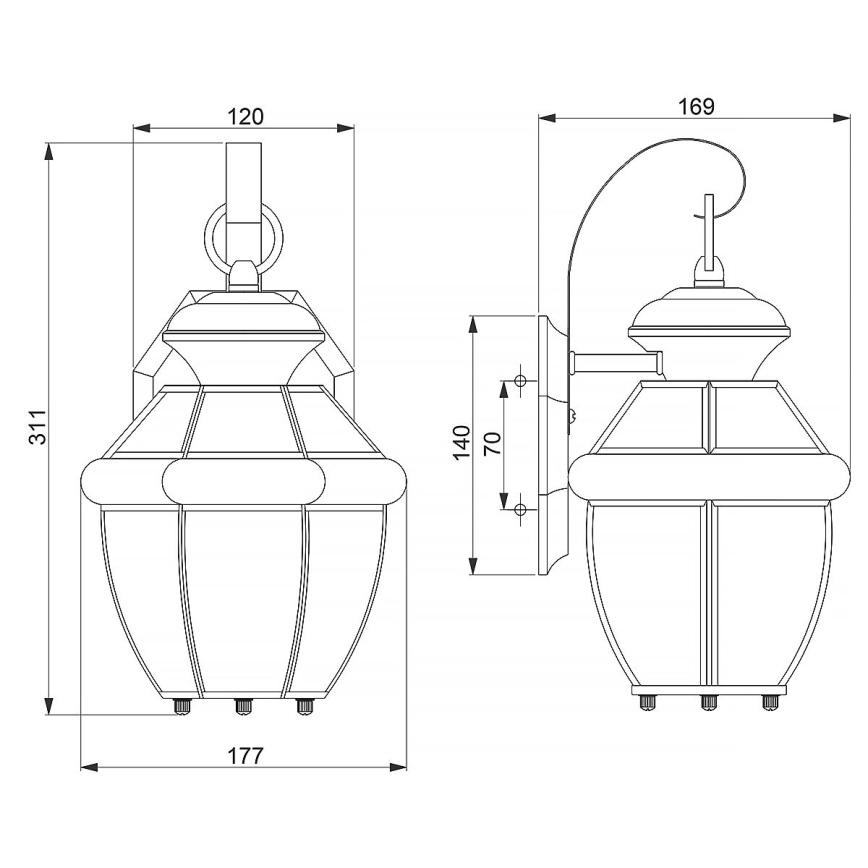 Quoizel - Vonkajšie nástenné svietidlo NEWBURY 1xE27/60W/230V IP44 medené