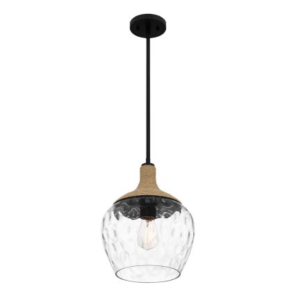 Quoizel - Luster na tyči ROYER 1xE27/60W/230V pr. 30,2 cm číra/čierna/béžová