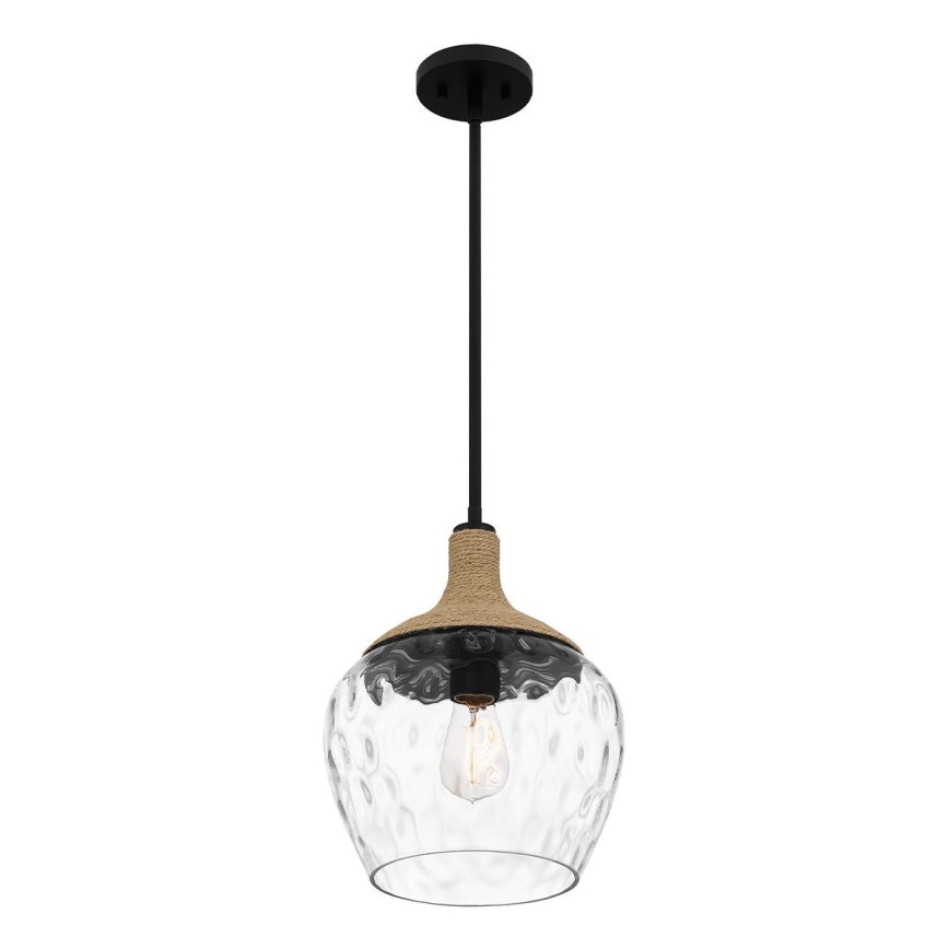 Quoizel - Luster na tyči ROYER 1xE27/60W/230V pr. 30,2 cm číra/čierna/béžová