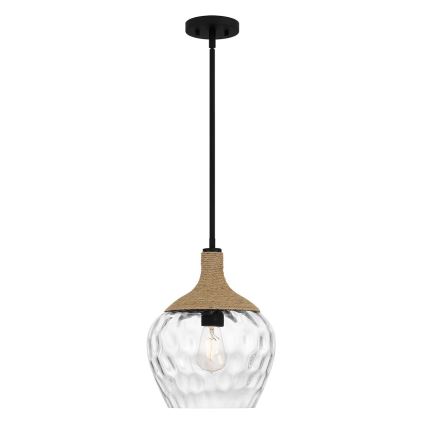 Quoizel - Luster na tyči ROYER 1xE27/60W/230V pr. 30,2 cm číra/čierna/béžová