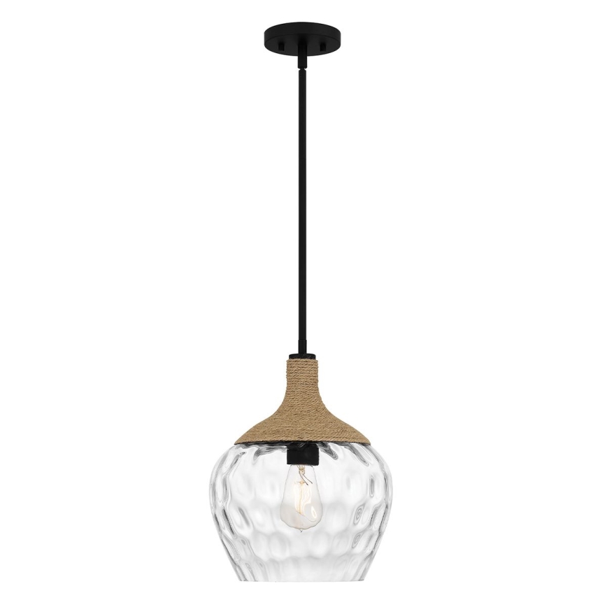 Quoizel - Luster na tyči ROYER 1xE27/60W/230V pr. 30,2 cm číra/čierna/béžová