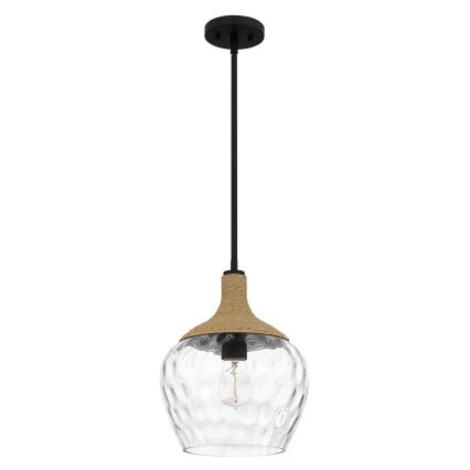 Quoizel - Luster na tyči ROYER 1xE27/60W/230V pr. 30,2 cm číra/čierna/béžová