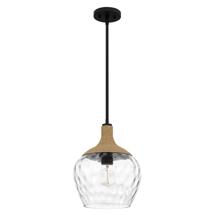 Quoizel - Luster na tyči ROYER 1xE27/60W/230V pr. 30,2 cm číra/čierna/béžová