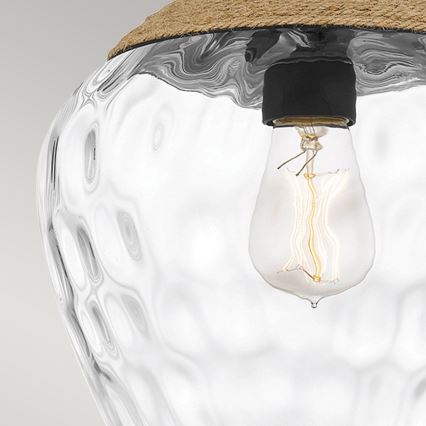 Quoizel - Luster na tyči ROYER 1xE27/60W/230V pr. 30,2 cm číra/čierna/béžová