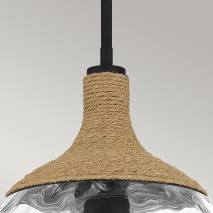 Quoizel - Luster na tyči ROYER 1xE27/60W/230V pr. 30,2 cm číra/čierna/béžová
