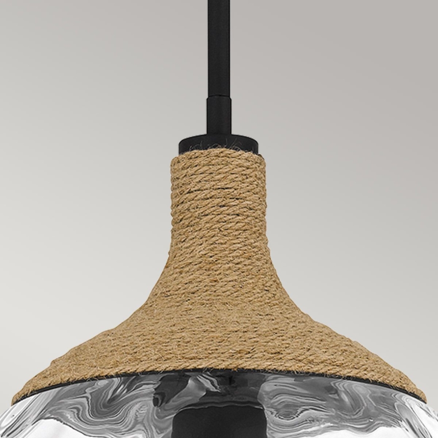 Quoizel - Luster na tyči ROYER 1xE27/60W/230V pr. 30,2 cm číra/čierna/béžová