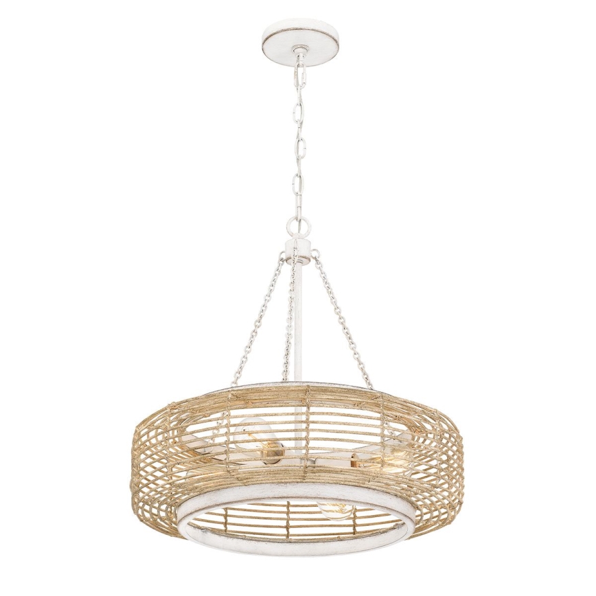 Quoizel - Luster na reťazi WAYLON 4xE27/60W/230V, priemer 50,4 cm, hnedá/biela