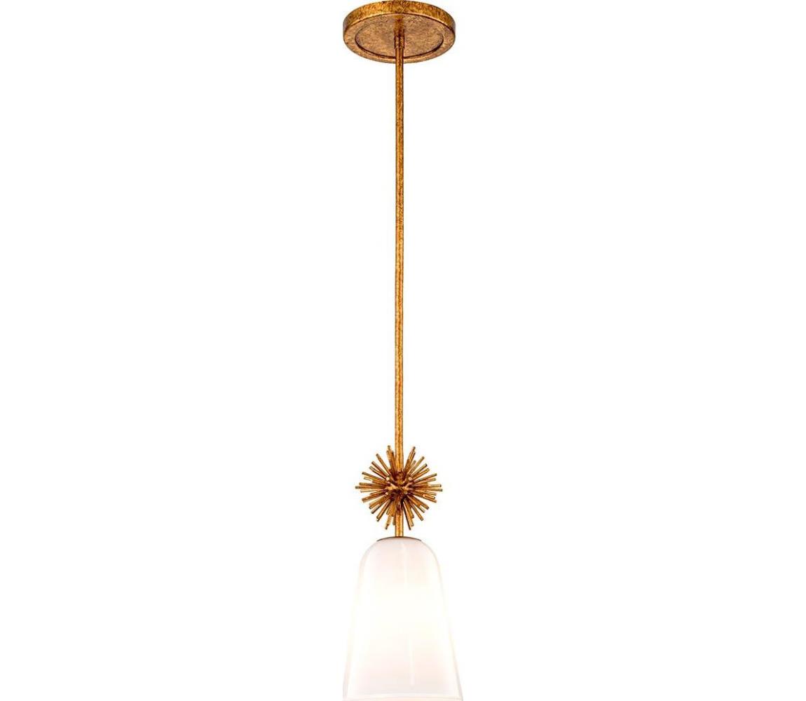 Elstead Quoizel STARING-MP-DG-OPAL-Luster STARING 1xE27/40W/230V pr. 18,4 cm zlatá/biela STARING-MP-DG-OPAL
