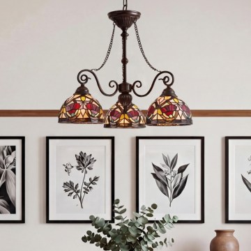 Quoizel - Závesný luster na reťazi Tiffany LARISSA 3xE27/60W/230V pr. 63,6 cm