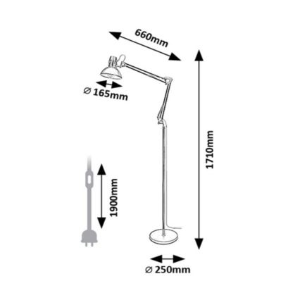 Rabalux - Stojacia lampa 1xE27/40W/230V čierna/lesklý chróm