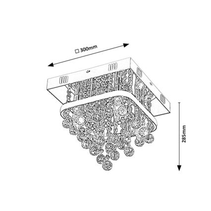 Rabalux - Krištáľový prisadený luster LED/23W/230V + 4xE14/40W