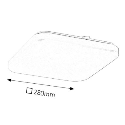 Nástené svetlo je zobrazené zhora. Má štvorcový tvar s mierne zaoblenými rohmi. Rozmer svetla je 280 mm.