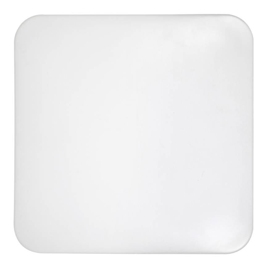 Biela štvorcová miska s mierne zaoblenými rohmi je umiestnená na bielom pozadí. Miska je prázdna.