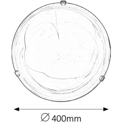 Okrúhly tienidlo s priemerom 400 mm je znázornené zhora. Má štruktúrovaný povrch a štyri malé detaily po obvode.