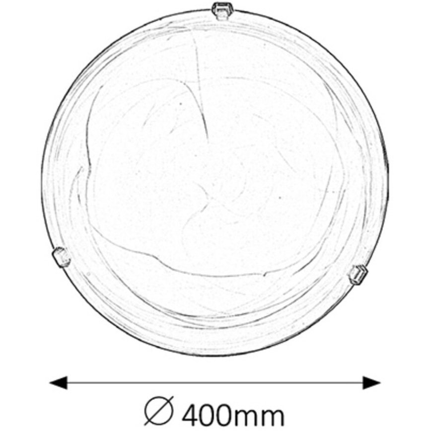 Okrúhly tienidlo s priemerom 400 mm je znázornené zhora. Má štruktúrovaný povrch a štyri malé detaily po obvode.