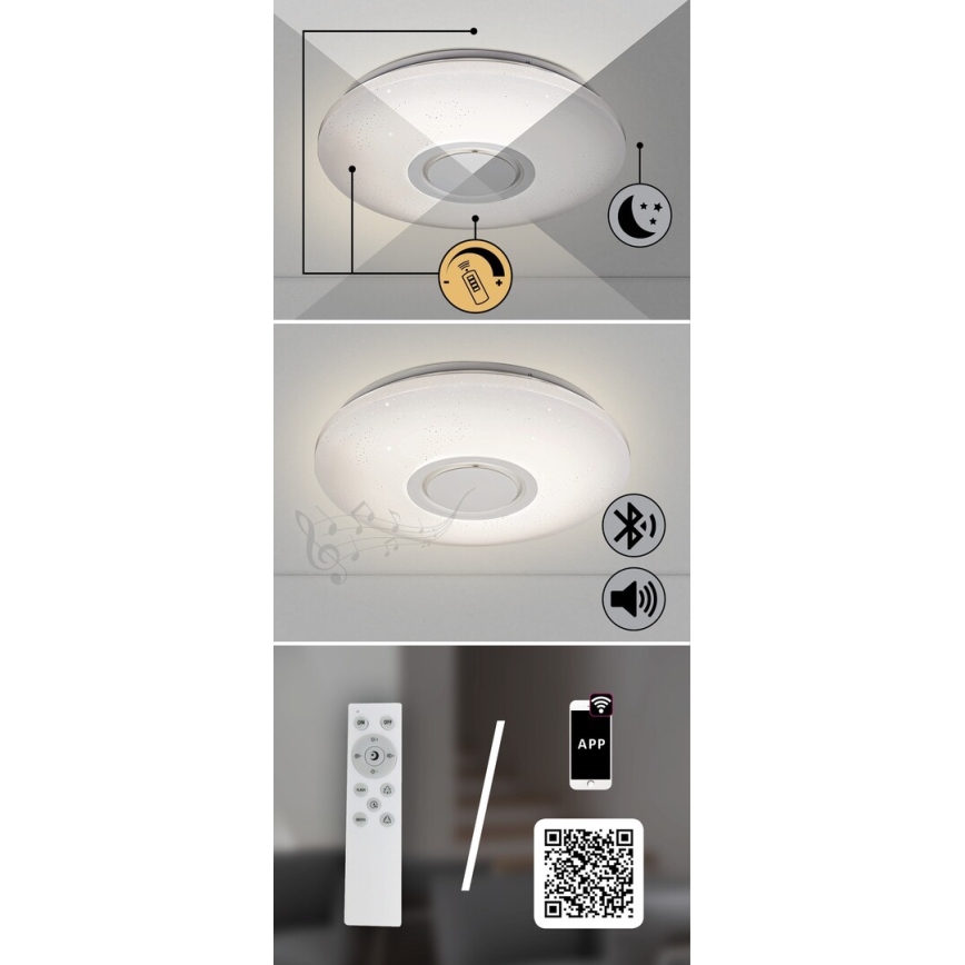 Rabalux - LED RGB Stmievateľné stropné svietidlo s reproduktorom LED/24W/230V Wi-Fi Tuya + diaľkové ovládanie
