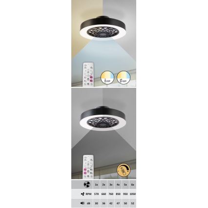 Rabalux - LED Stmievateľné svietidlo s ventilátorom LED/35W/230V 3000-6000K + diaľkové ovládanie