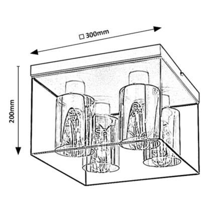 Rabalux - Stropné svietidlo 4xE27/25W/230V