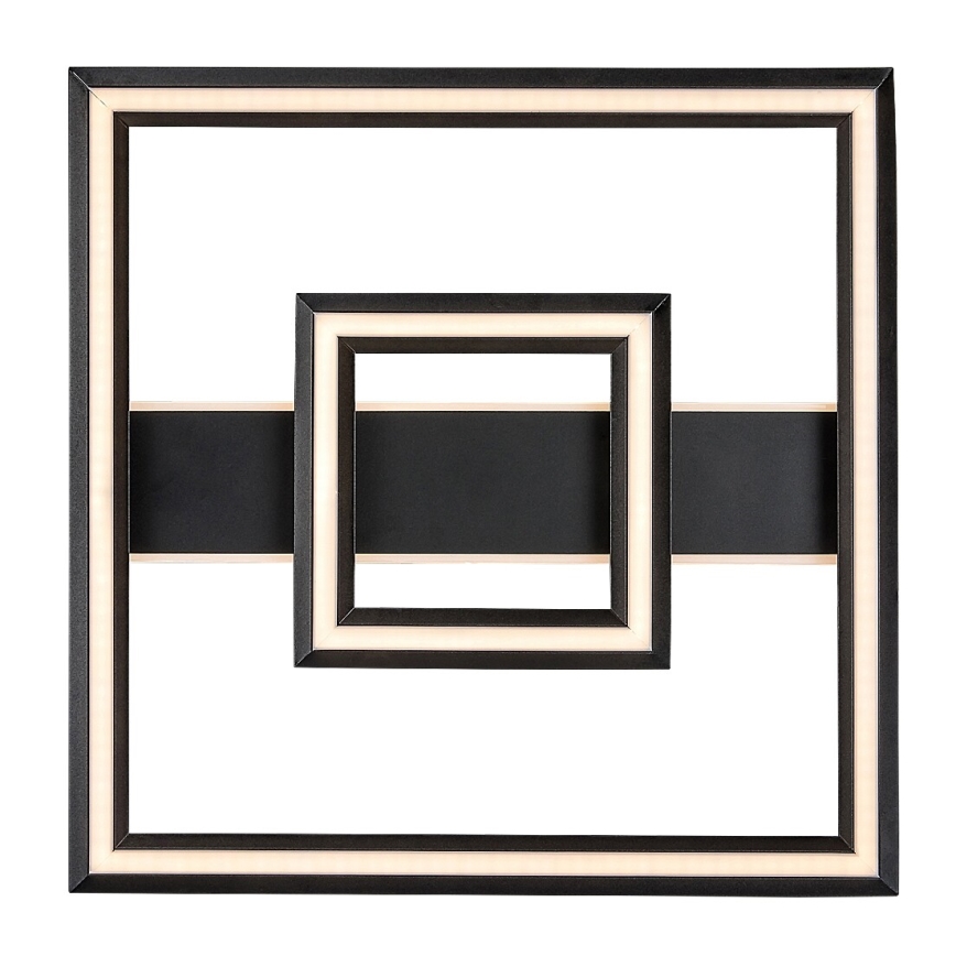 Svietidlo v tvare prekrývajúcich sa štvorcov s LED osvetlením po obvode rámov, je namontované na stenu. Vnútorné rámy sú menšie ako vonkajšie, pričom všetky sú čierne s bielym LED osvetlením.