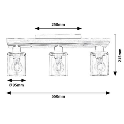 Rabalux - Prisadený luster 3xE27/230V