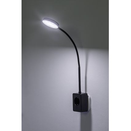 Rabalux - stmievateľná nástenná LED lampa LED/4W/230V so zásuvkovým USB portom 3000/4000/6000K čierna