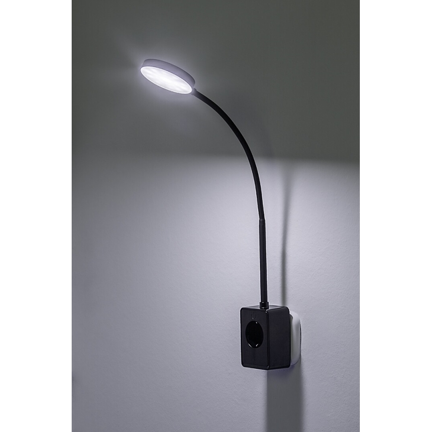 Rabalux - stmievateľná nástenná LED lampa LED/4W/230V so zásuvkovým USB portom 3000/4000/6000K čierna