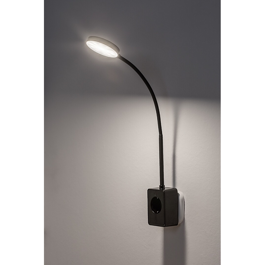 Rabalux - stmievateľná nástenná LED lampa LED/4W/230V so zásuvkovým USB portom 3000/4000/6000K čierna