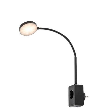 Rabalux - stmievateľná nástenná LED lampa LED/4W/230V so zásuvkovým USB portom 3000/4000/6000K čierna