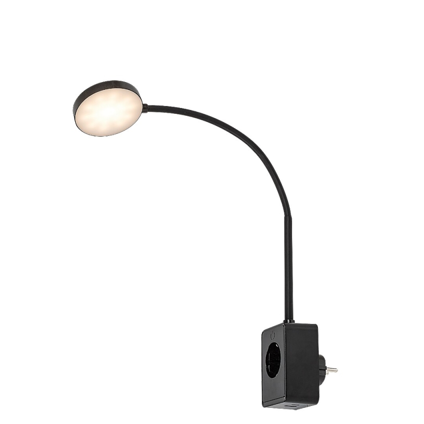 Rabalux - stmievateľná nástenná LED lampa LED/4W/230V so zásuvkovým USB portom 3000/4000/6000K čierna