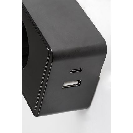 Rabalux - Stmievateľná nástenná LED lampa LED/4W/230V s USB portom do zásuvky čierna