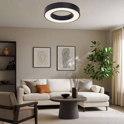 Rabalux - LED stmievateľné stropné svietidlo LED/45W/230V 3000-6500K pr. 60 cm čierne + diaľkové ovládanie