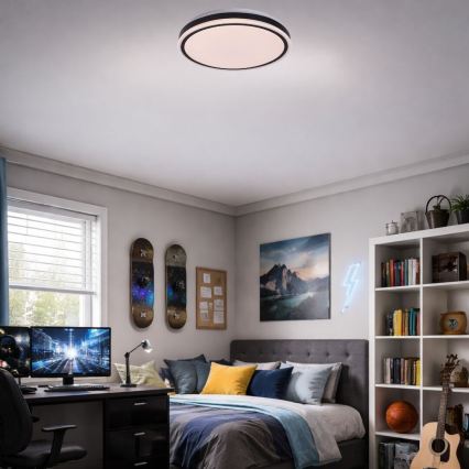 Rabalux - stmievateľné LED stropné svietidlo LED/20W/230V 3000-6500K priemer 38,5 cm čierne + diaľkové ovládanie
