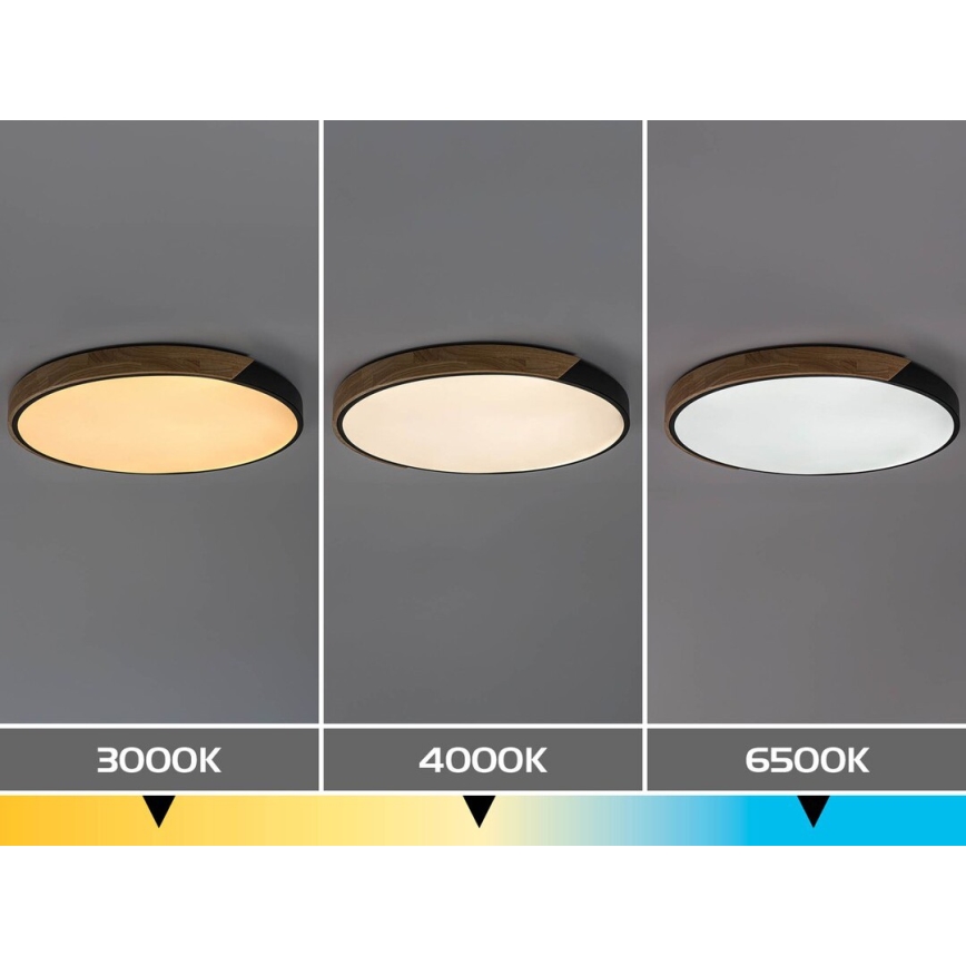 Rabalux - LED stropné svietidlo LED/42W/230V 3000/4000/6500K čierna/dub pr. 61 cm
