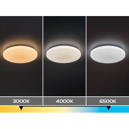 Rabalux - stmievateľné stropné LED svietidlo, 12 W, 230 V, 3000-6500K, priemer 26 cm + diaľkové ovládanie