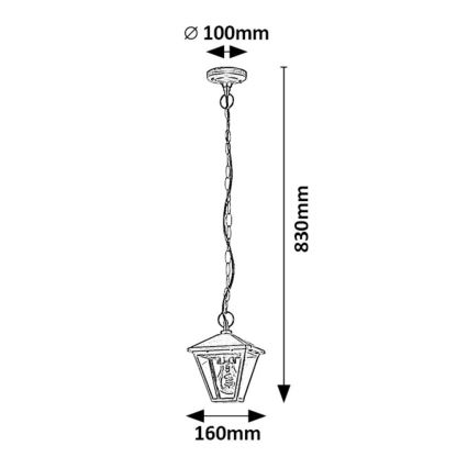 Rabalux - Vonkajší luster na reťazi 1xE27/40W/230V IP44