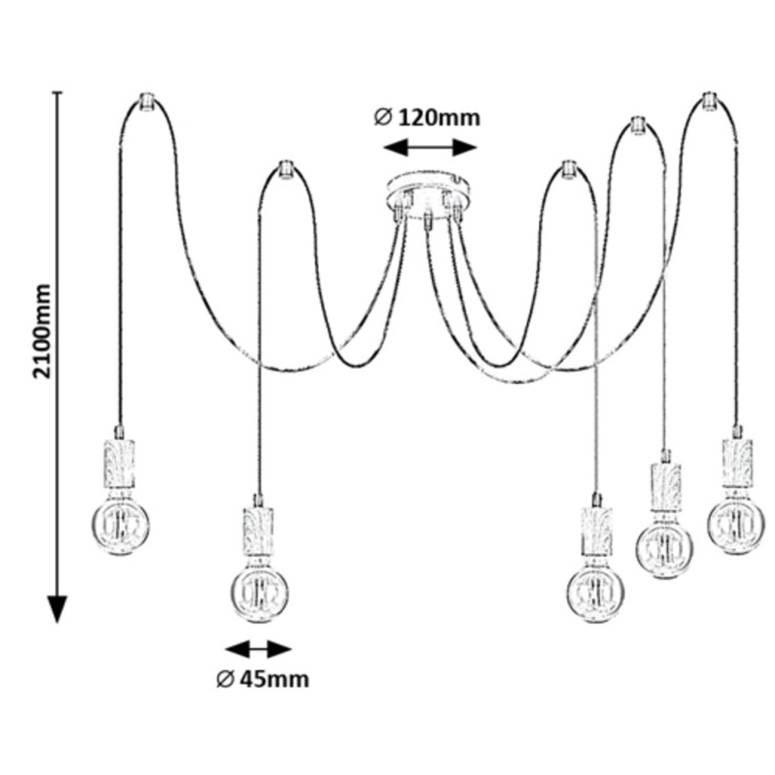 Rabalux - Luster na lanku 5xE27/60W/230V pavúk buk