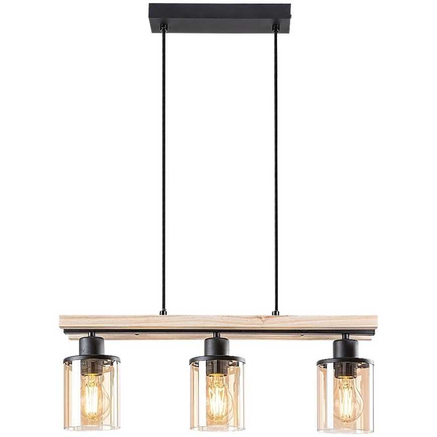 Rabalux - Luster na lanku 3xE27/25W/230V borovica