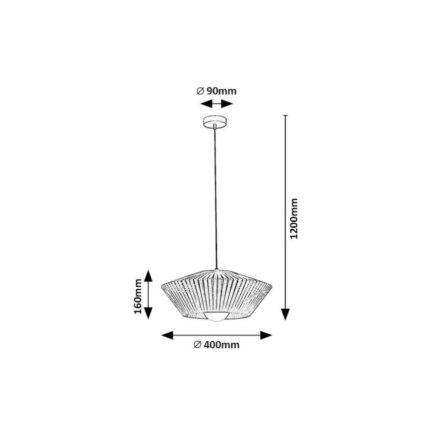 Závesné svietidlo s tienidlom v tvare obráteného klobúka visí zo stropu. Tienidlo má priemer 400 mm a výšku 160 mm. Celková dĺžka svietidla je 1200 mm. Stropná časť má priemer 90 mm.