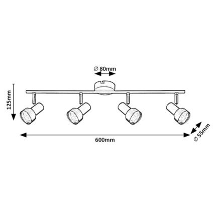 Rabalux - Stropné bodové svietidlo 4xGU10/50W/230V