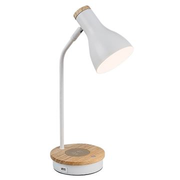 Rabalux - Stmievateľná dotyková stolná lampa s bezdrôtovým nabíjaním 1xE14/25W/230V kaučukovník