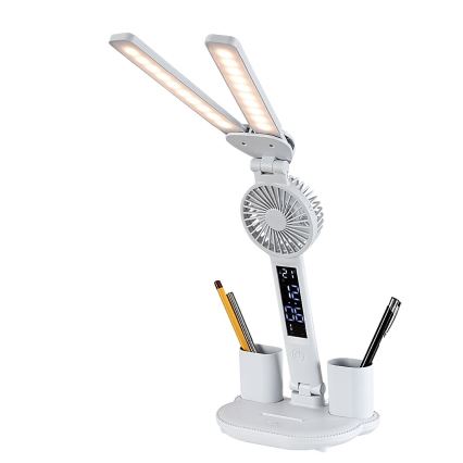 Rabalux - LED Stmievateľná stolná lampa s ventilátorom a displejom LED/7W/5V 3000/4000/6500K