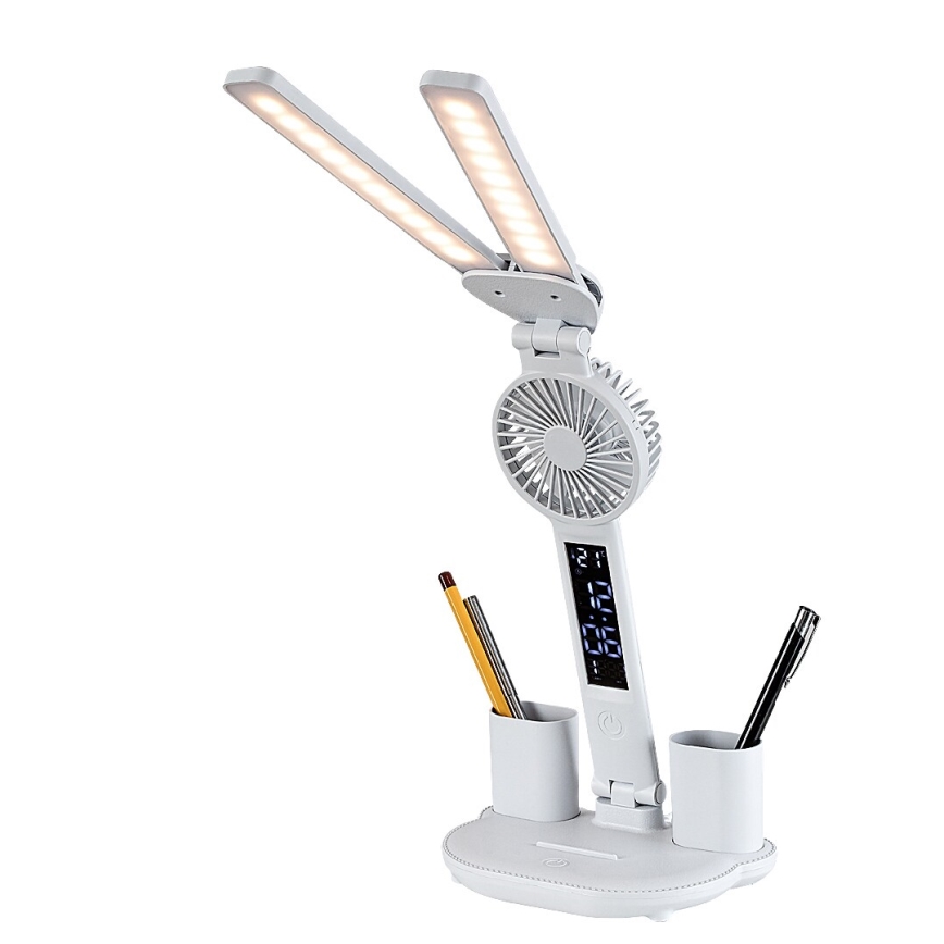 Rabalux - LED Stmievateľná stolná lampa s ventilátorom a displejom LED/7W/5V 3000/4000/6500K