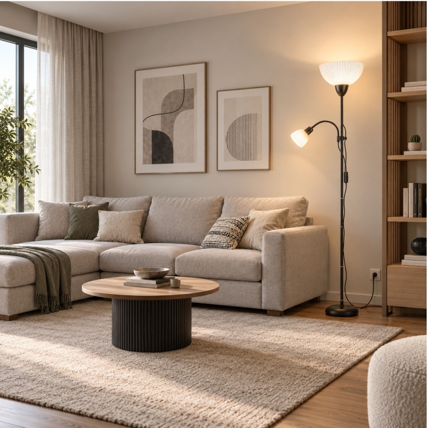 Rabalux - Stojacia lampa 1xE27/60W/230V + 1xE14/25W čierna