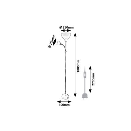Rabalux - Stojacia lampa 1xE27/60W/230V + 1xE14/25W čierna