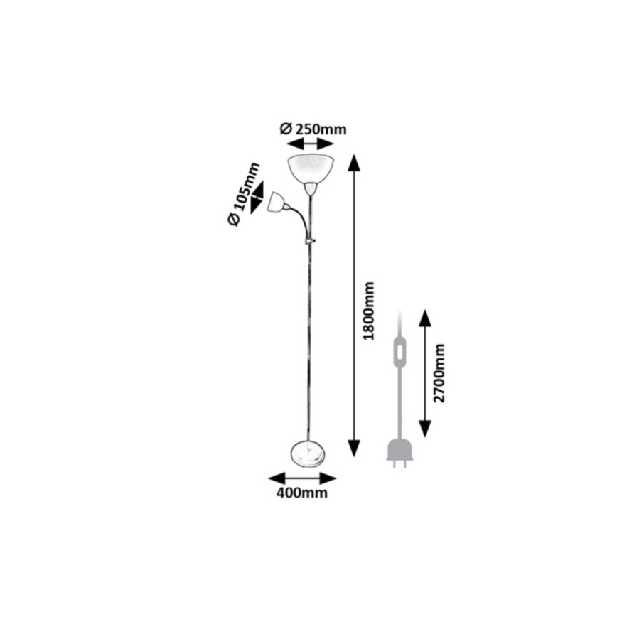 Rabalux - Stojacia lampa 1xE27/60W/230V + 1xE14/25W čierna