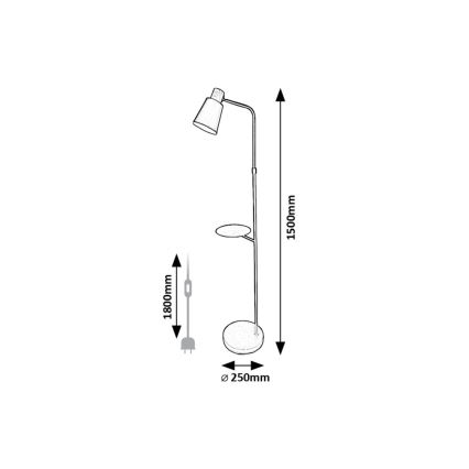 Rabalux - Stojacia lampa s poličkou 1xE27/40W/230V čierna