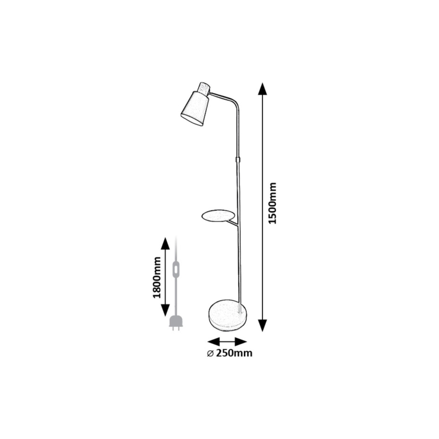 Rabalux - Stojacia lampa s poličkou 1xE27/40W/230V čierna